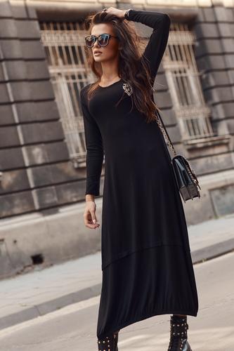 Wiskozowa sukienka maxi z aplikacją numinou czarna nu319
