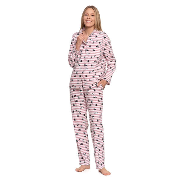 Piżama damska flanelowa w paski z motywem pand pdd6300-002 aw/25