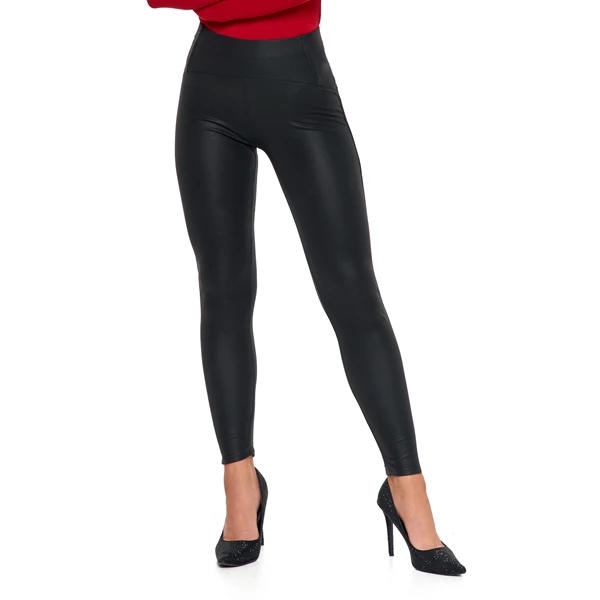 Legginsy damskie z wysokim stanem imitujące skórę rdl2500-003