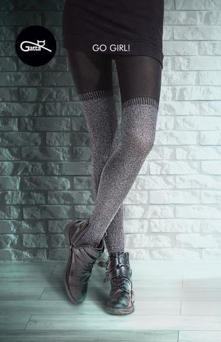 Rajstopy damskie wzorowane z lurexem - go girl!