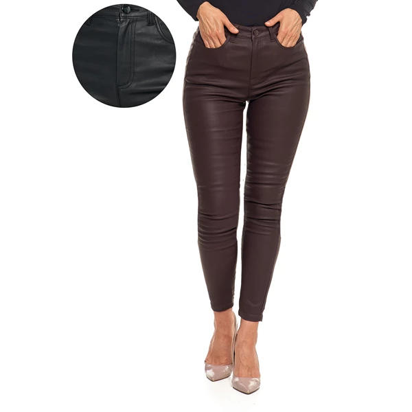 Spodnie damskie skinny z wysokim stanem z eko-skóry osd5000-005