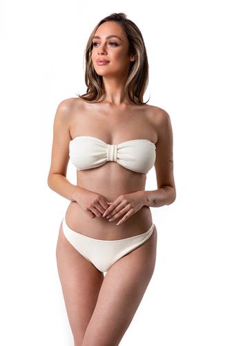 Dwuczęściowy kostium kąpielowy bikini miękki stanik bandeau kokardka, klasyczne figi z materiału 3d 88