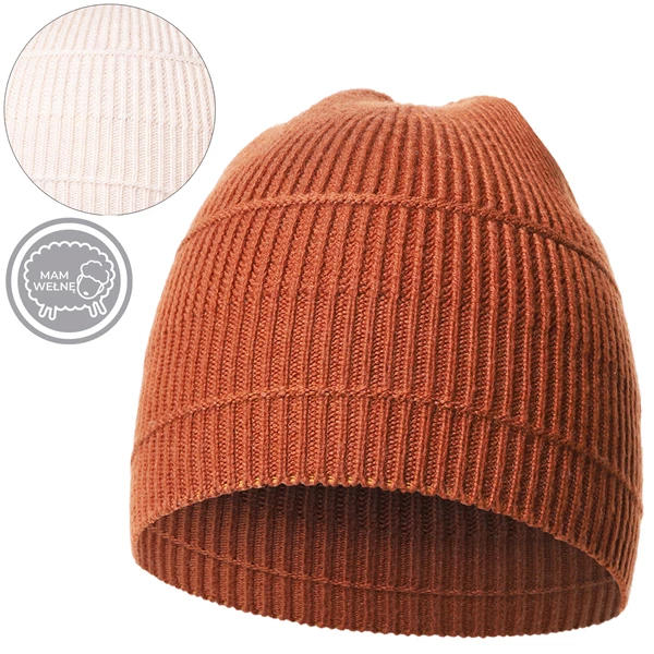 Czapka damska beanie w prążek z domieszką wełny dcz2000-008
