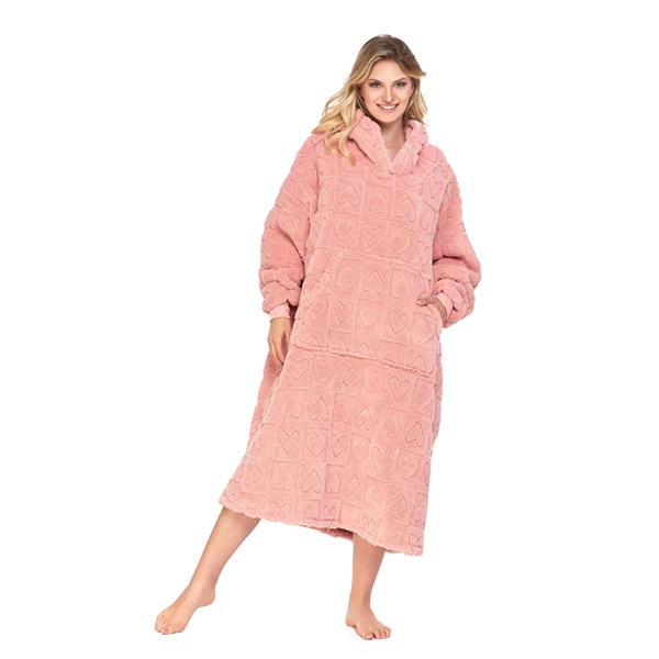 Ciepła kocobluza damska w serduszka pdd5600-009