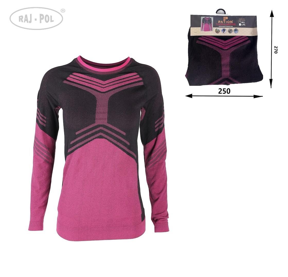 Bielizna thermo bluzka damska czarno różowy 741106