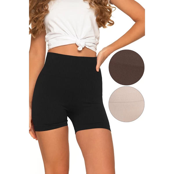 Legginsy kolarki damskie z wysokim stanem w prążek rdl700-020