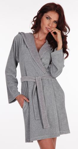 Szlafrok welur kropki krótki z  kapturem