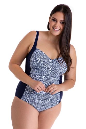 Jednoczęściowy wzorzysty kostium kąpielowy wyszczuplający z usztywnianymi miskami 508a