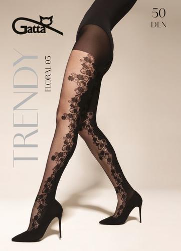 Floral - 03 rajstopy damskie wzorzyste 50 den 000.56v - trendy aw26/27