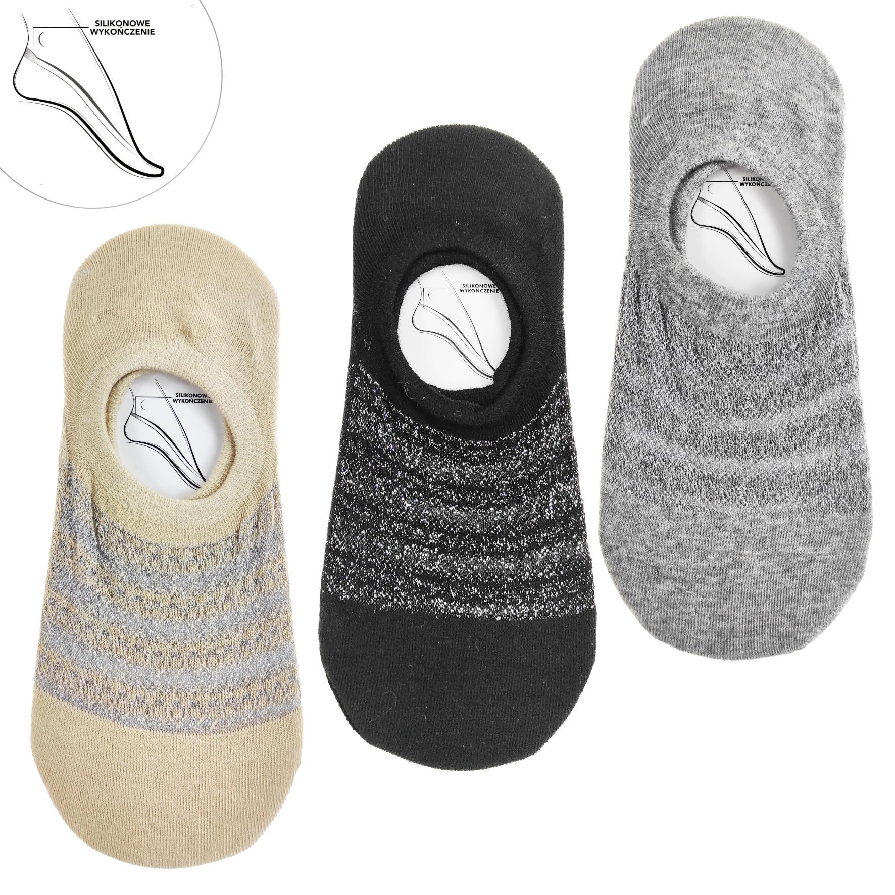 Stopki damskie z błyszczącą koronką cdb200-252