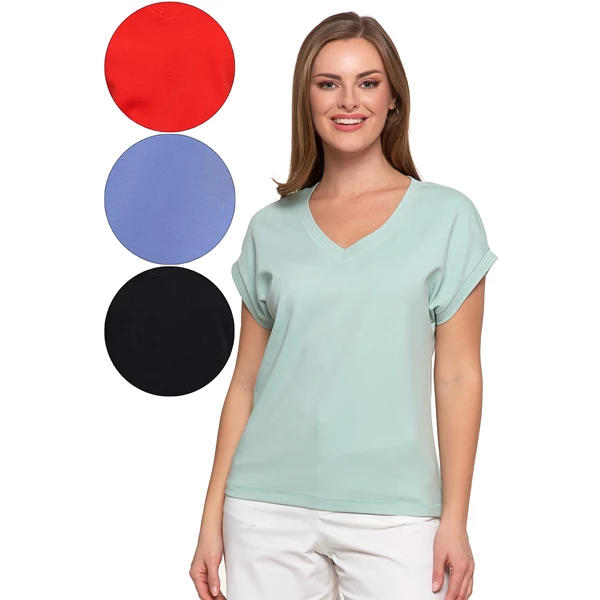 T-shirt damski bawełniany o luźnym fasonie bd1800-006