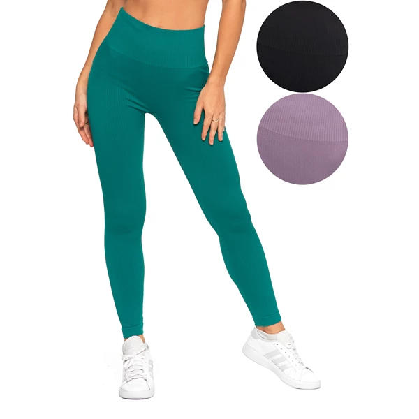Legginsy damskie sportowe w prążek wysoki stan rdl2000-102