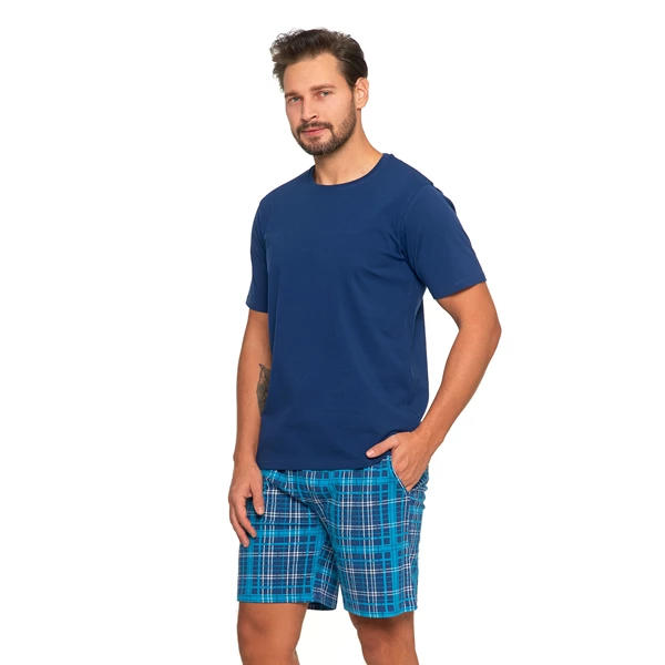 MORAJ / PIŻAMA MĘSKA Z KRÓTKIM RĘKAWEM I SZORTAMI W KRATĘ PDM3300-007 S/S2025 - www.anstel.pl