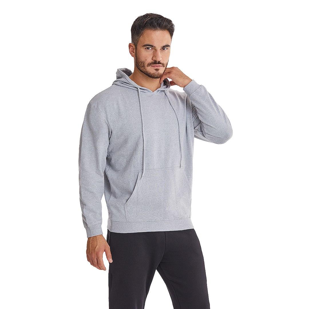 PATION / BLUZA BAWEŁNIANA Z KAPTUREM JASNA SZARA ROZ. S-3XL 747771 - www.anstel.pl