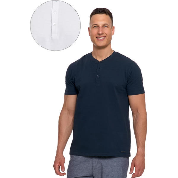 MORAJ / T-SHIRT MĘSKI Z PRĄŻKOWANĄ STRUKTURĄ OTS2700-001 - www.anstel.pl