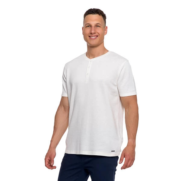 T-shirt męski bawełniany o strukturalnym splocie typu waffle ots2800-001