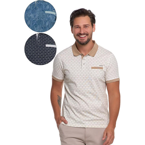 Koszulka polo męska wzorzysta otp2800-001