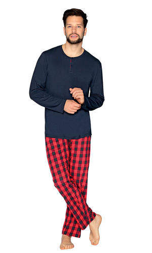 204126 piżama męska długi rękaw długie spodnie