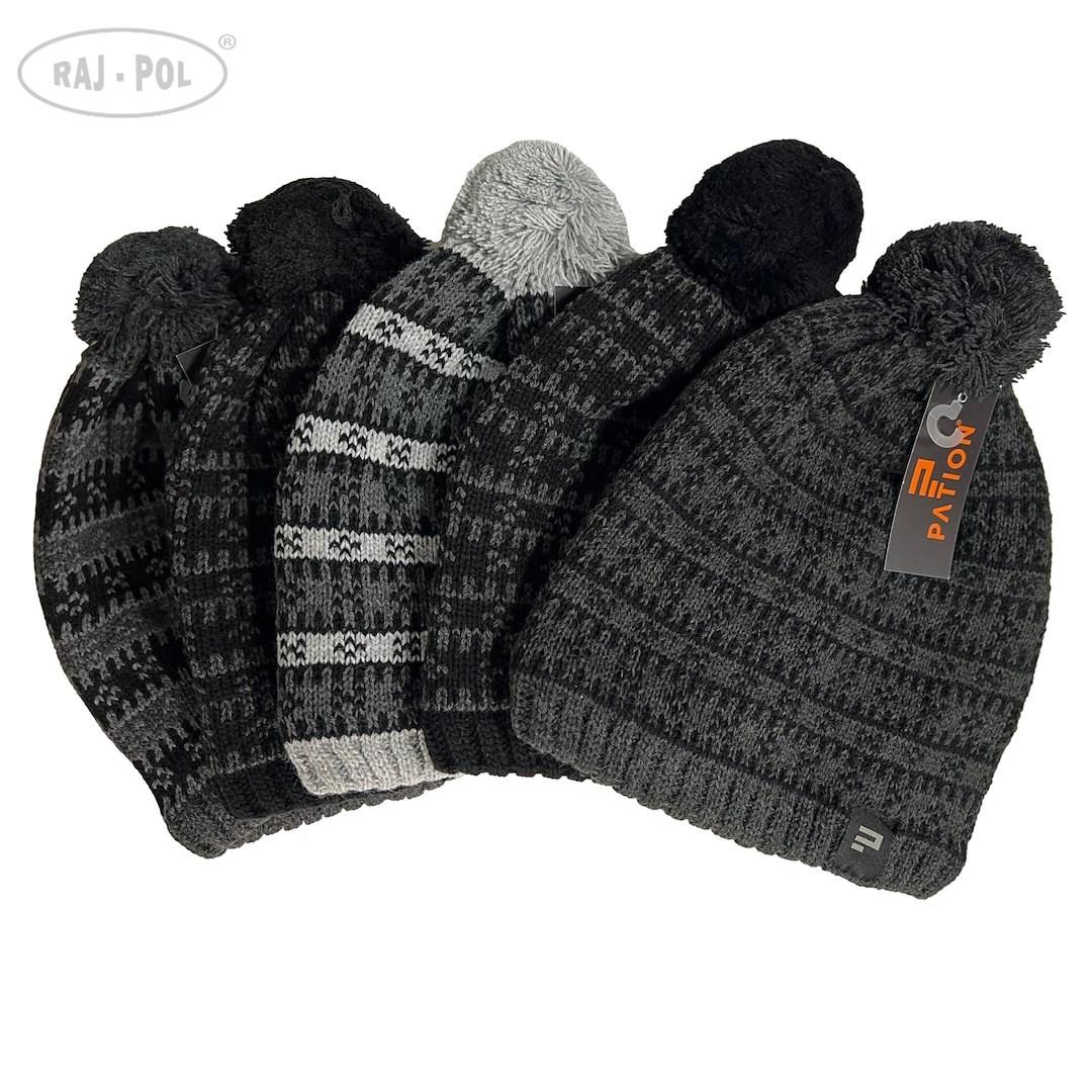 Czapka męska z pomponem kafelki 735044