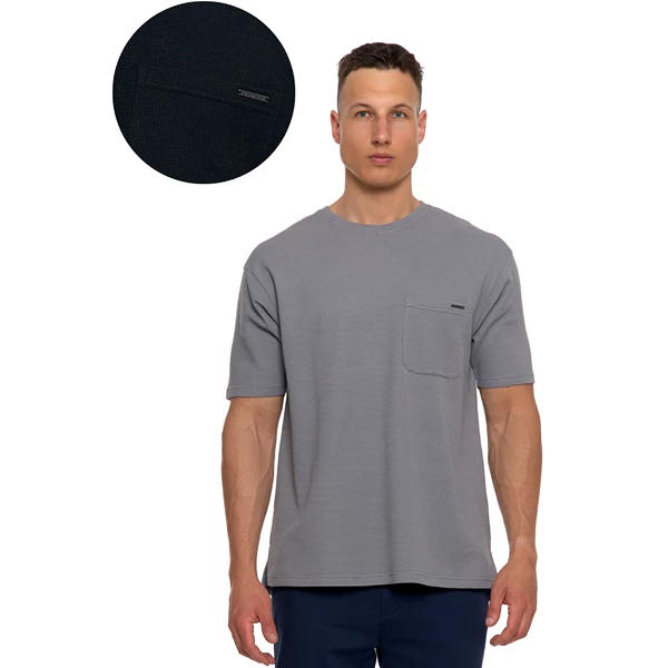 T-shirt męski strukturalny casual z kieszonką ots2700-003