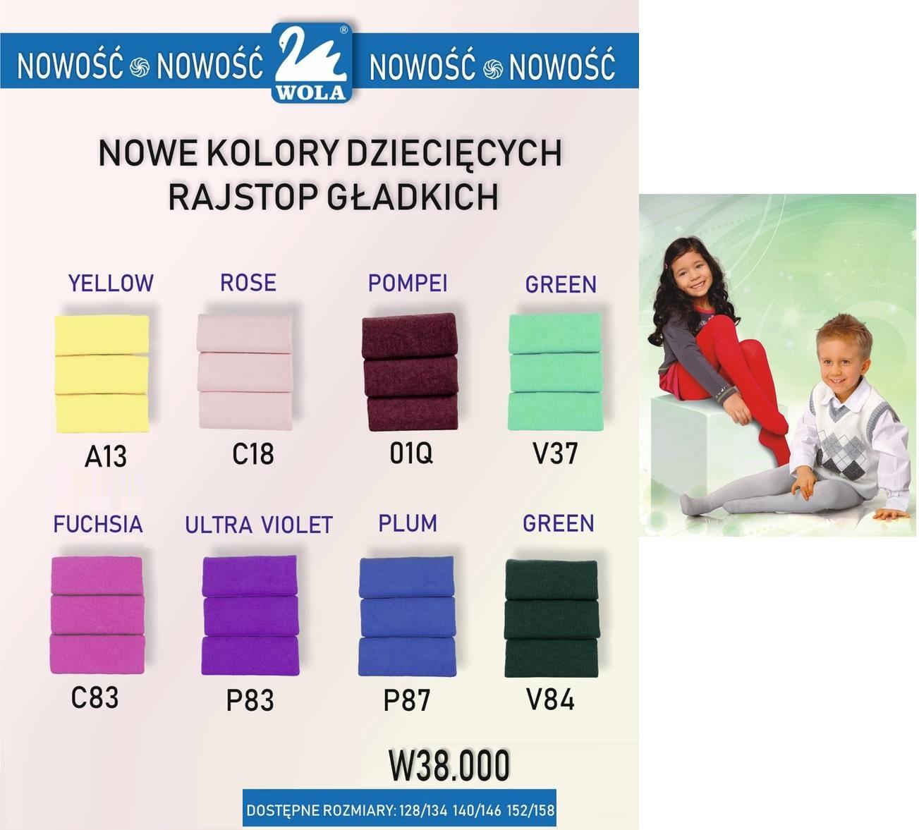 WOLA / FUNNY KIDS- RAJSTOPY GŁADKIE 6-11 LAT - W38.000 U38.000 - www.anstel.pl