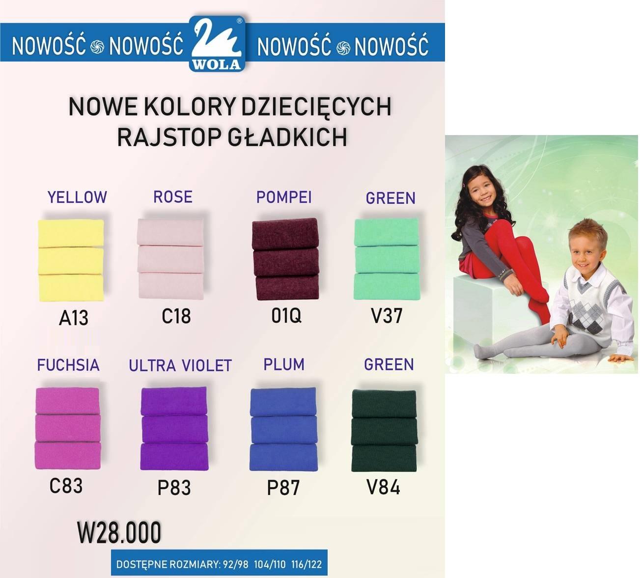 WOLA / FUNNY KIDS - RAJSTOPY GŁADKIE 2-6 LAT - W28.000, U28.000 - www.anstel.pl
