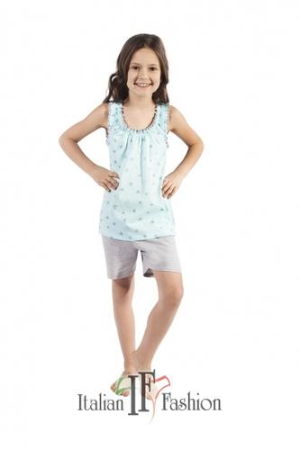 Piżama dziewczęca aleta szerokie ramiączko, krótkie spodnie