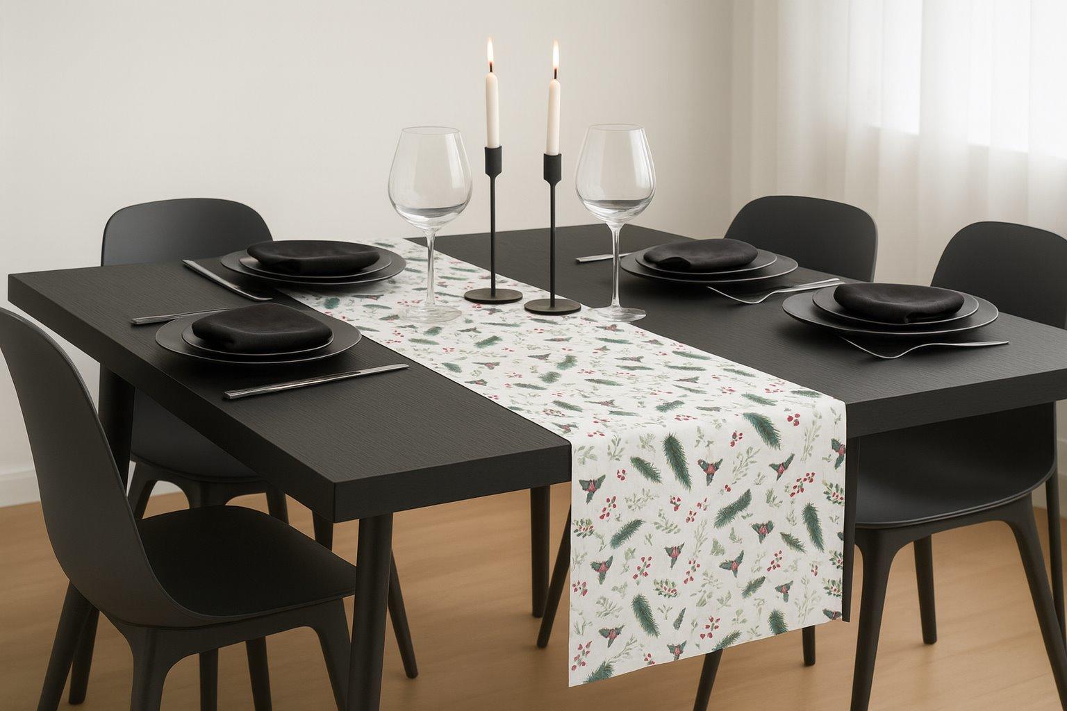 Bieżnik dekoracyjny snowelle ostrokrzew 40x180cm 758333-1
